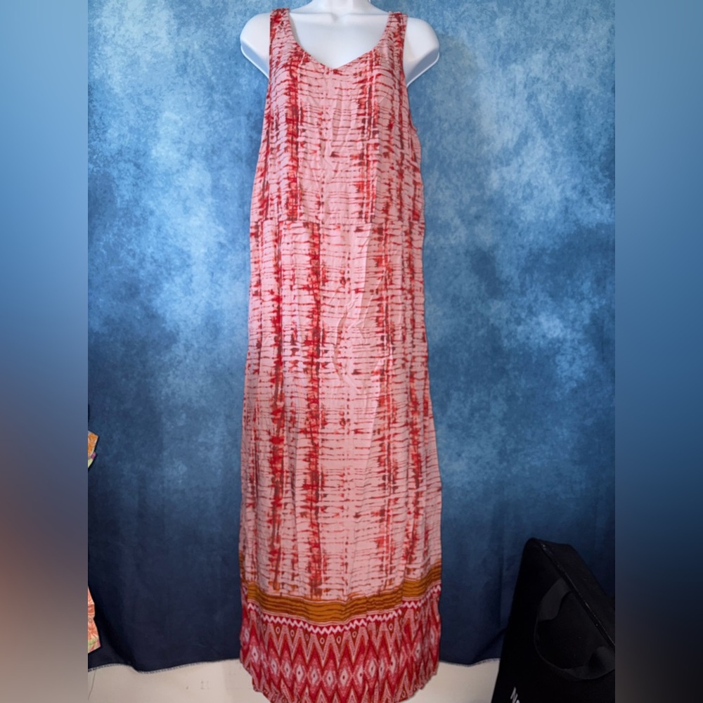 beachlunchlounge Pink and Red Printed Maxi Dress